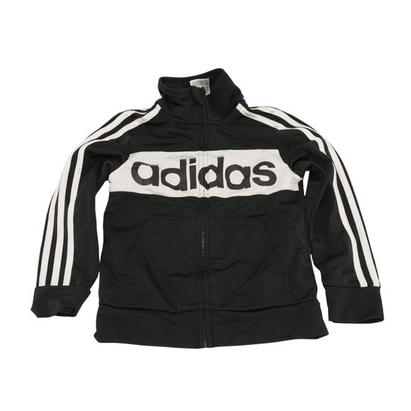 Adidas Kids Black & White 3-Stripe Track Jacket Size 5 - Picture 1 of 5